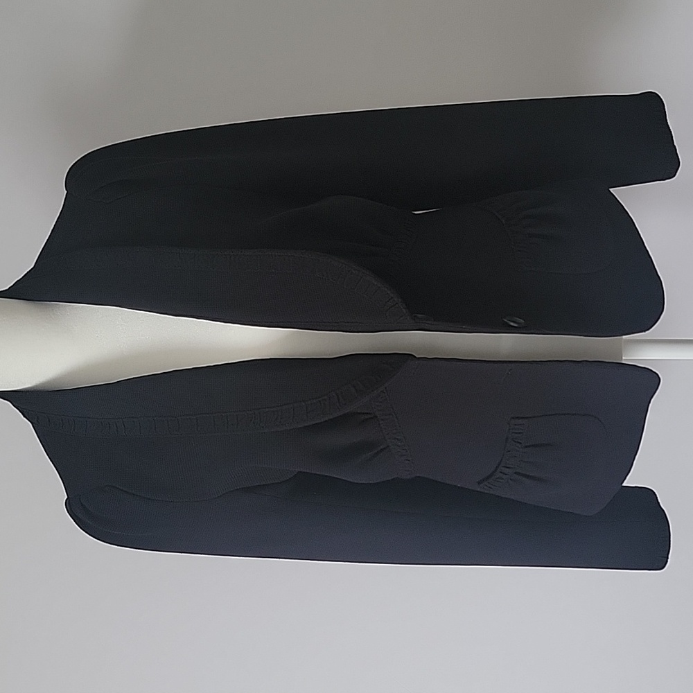 Max Studio Women Black Blazer Waffle Knit Decorative Trim with Front Pockets 6